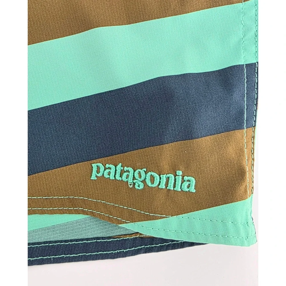 Patagonia Board Shorts Size 34 Mens Striped Teal Brown Navy Gorpcore Summer